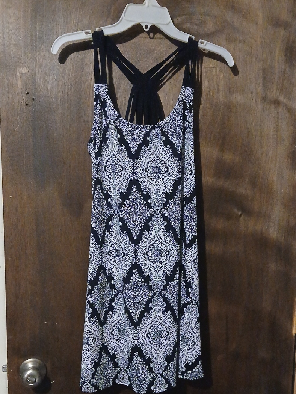 Black & White Printed Mini Dress with Strappy Back